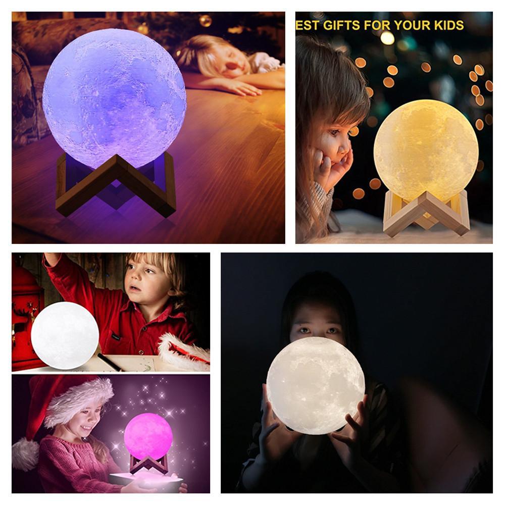 16/2 Color Changing 3D Moon Lamp With Remote Control